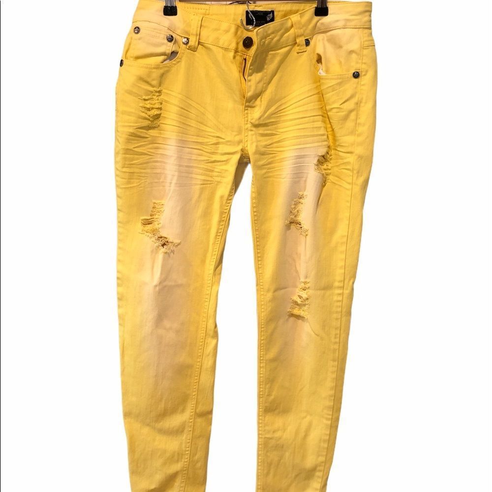 11/12 skinny distressed yellow jeans RB